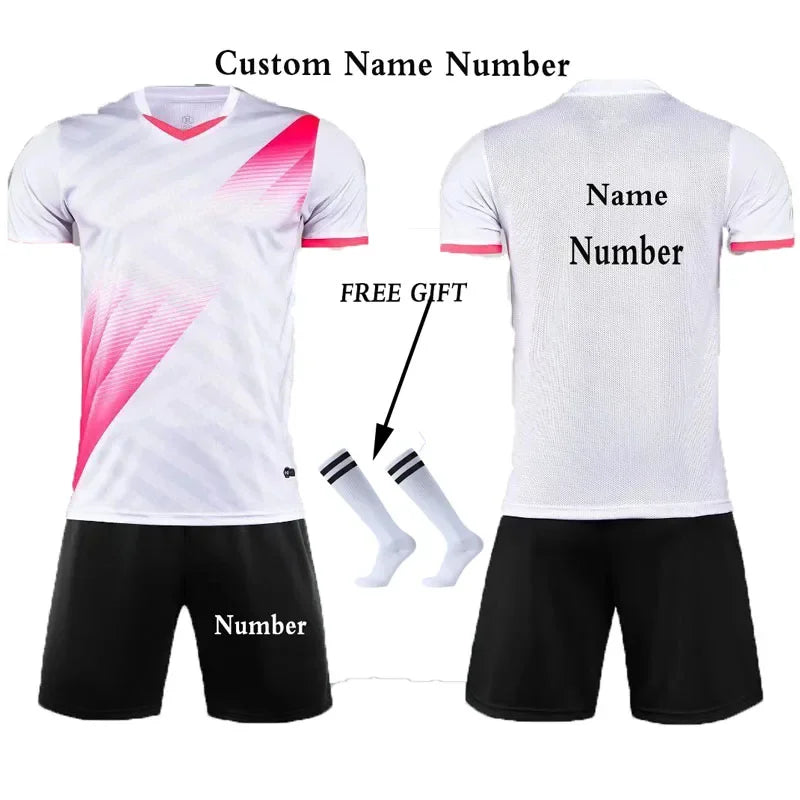 Boys Football Jersey tracksuit Child Soccer Sports Uniforms Kids Play Ball Sportswear Kits vest children's football suit Socks 1