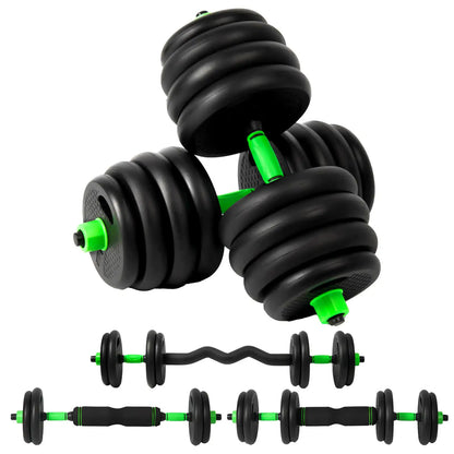 Multi-functional Adjustable Dumbbell Set, 4 in 1, 10 kg, 15 kg, 20 kg, 30 kg, with Optional Handle for Russian Weights, Straight and Rod, abdominal Wheel, Bends, men's home gym weights