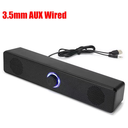 PC Soundbar Wired/Wireless Bluetooth Speaker USB Powered Soundbar for TV PC Laptop Gaming Home Theater Surround Audio System