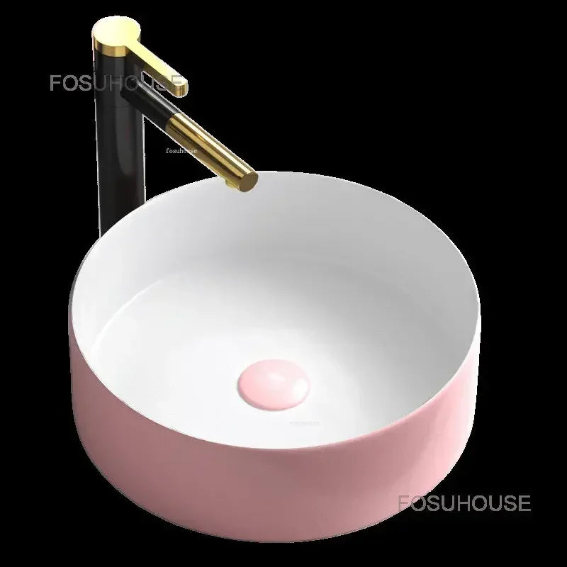 Nordic Rectangular Bathroom Sinks Pink Wash Basins Single Basin Small Size Bathroom Washbasins Nordic Kitchen Washing Sinks ZXC