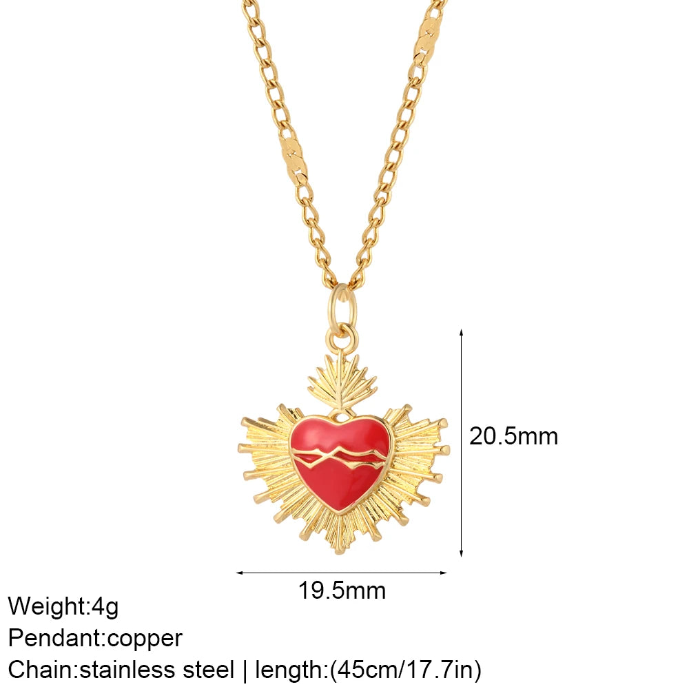 Heart Evil Blue Eye Sun Necklace for Women Cute Dog Bee Elephant Gold Color Pendant Woman's Collars Long Stainless Steel Chains