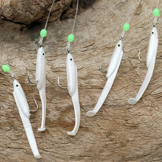 1 Set Cluster Soft Lure Luminous Eel Sabiki Rigs String Hooks Lure Fishes Saury Squid Mackerel Scad Saltwater Fishing Tackle