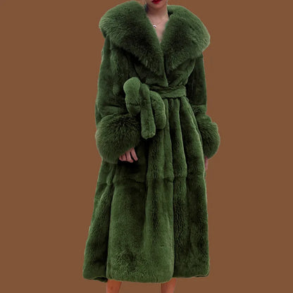 Winter Women Long Faux Fur Coat Thick Warm Mink Fur Jacket Feather Coats Oversized Outerwear Fur Collar Luxury Women's Clothing