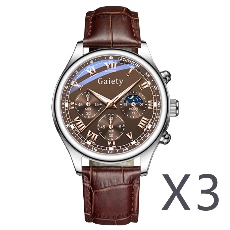 GAIETY High Quality Men's Luxury Belt Fashion Quartz Watch Men Round Business Student Sport Waterproof Glow Clock