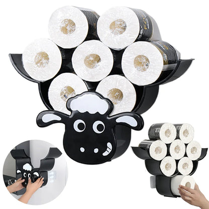 Wall Mounted Paper Storage & Organizer Sheep 7 Rolls Toilet Paper Stand Bathroom Decor Tissue Shelf Bathroom Decorative Hardware