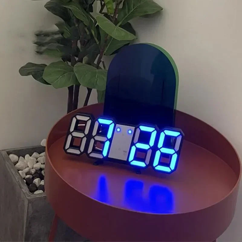 LED Clock Bedroom Home for You Adjustable Digital Wall Clock Hair Accessories Living Room Night Light Mode 3D Decor Decorate