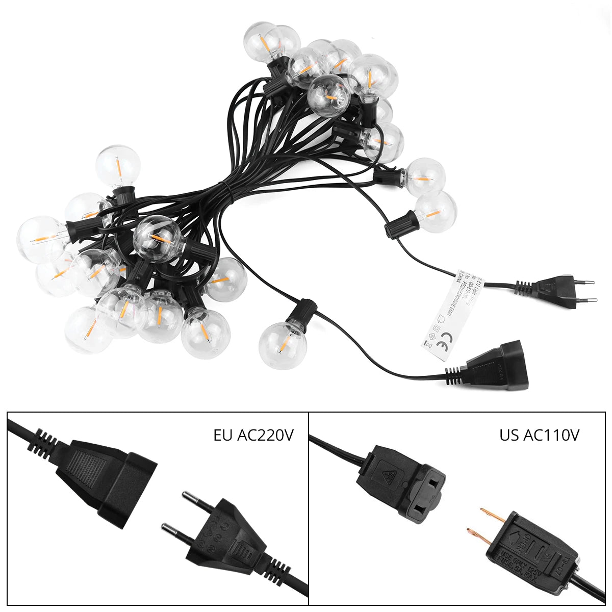 Светодиодные гирлянды G40 Ball Bulb Lights, водонепроницаемые, для сада, гирлянды, гирлянды, рождественские украшения для вечеринок и свадеб