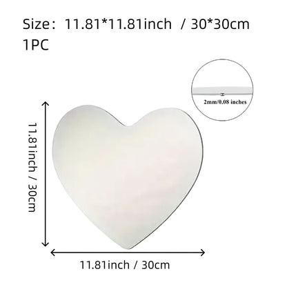 11.81 Inch Heart-shaped Irregular Bathroom Acrylic Shatterproof Mirrors, Non Glass Wall Mirror Decor for Bedroom, Living Room