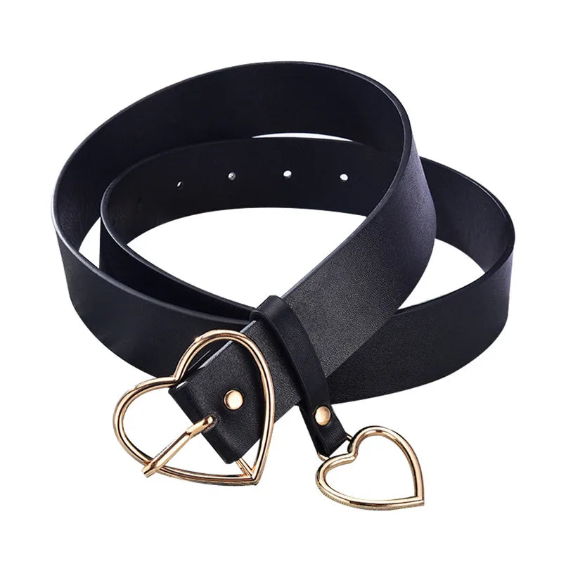 Fashion Leather Belt Metal Heart Buckle Camel White Black Retro PU Waistband Designer Cinto Feminino Pants Strap for Women Girls