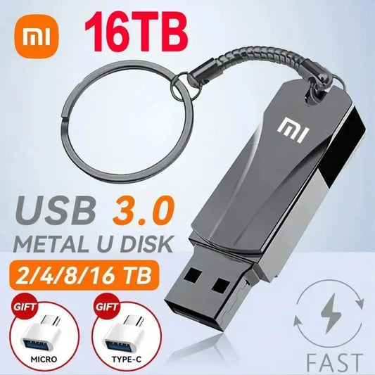 Xiaomi 16TB 3.0 USB Flash Drive Metal High-Speed Pen Drive 2TB 512GB Waterproof Type-C Usb PenDrive For Computer Storage Devices