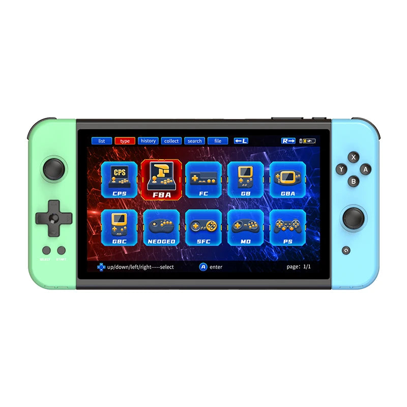 POWKIDDY X70 Handheld Game Console 7 Inch Video Game Players Supports 2 USB Controllers PS1 Game Connect to an HD TV