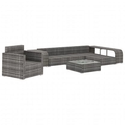 Garden furniture 8 pcs with gray resin cushions