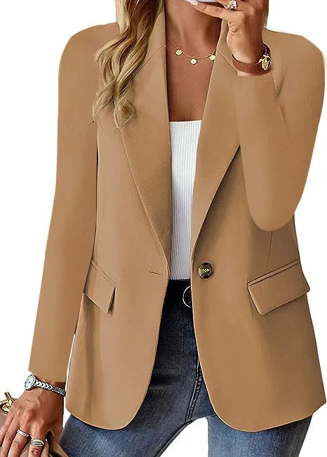 Chic Office Lady Blazer for Women Vintage Coat Autumn Fashion Lapel Collar Long Sleeve Ladies Outerwear Stylish Tops  오피스룩 Mujer