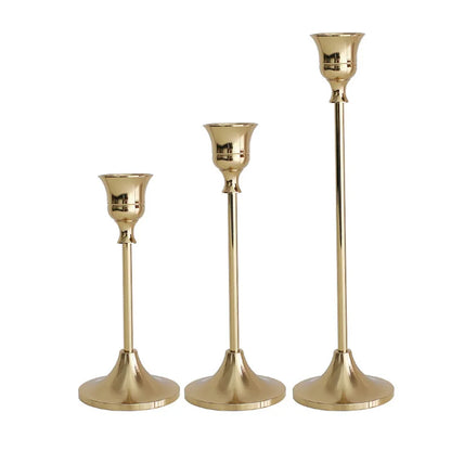 3Pcs/Set European style Metal Candle Holders Simple Golden Wedding Decoration Bar Party Living Room Decor Candlestick Home Decor