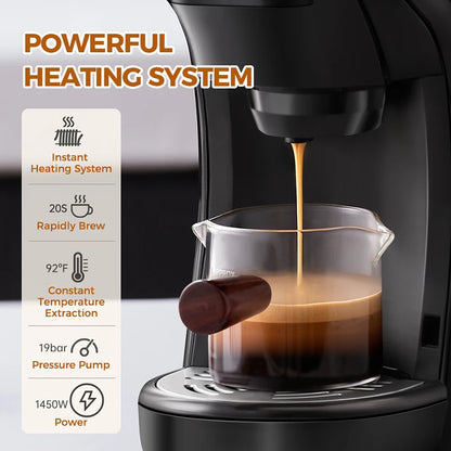 Cafelffe Capsule coffee Machine Espresso maker DG Cappuccino Nes Capsule maker cafeteria Gift for Lover,Dad,Mom,19Bar Hot/Cold