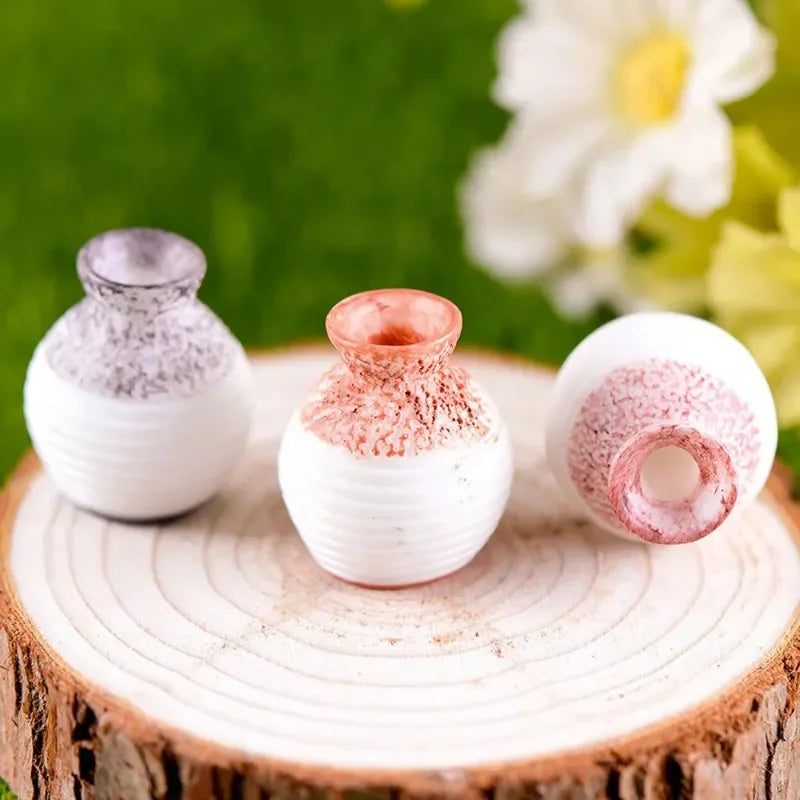 Resin Miniature Small Mouth Vase Diy Craft Accessory Home Garden Decoration Accessories Home Decoration Fine-cut Vase Ornament