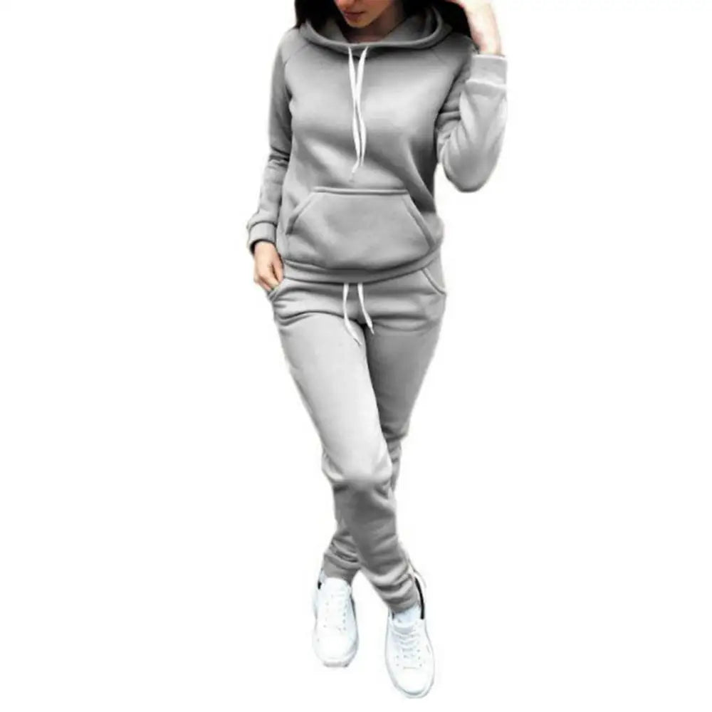 Woman Tracksuit Two Piece Set Winter Warm Hoodies+Pants Pullovers Sweatshirts Female Jogging Woman Clothing Sports Suit Outfits