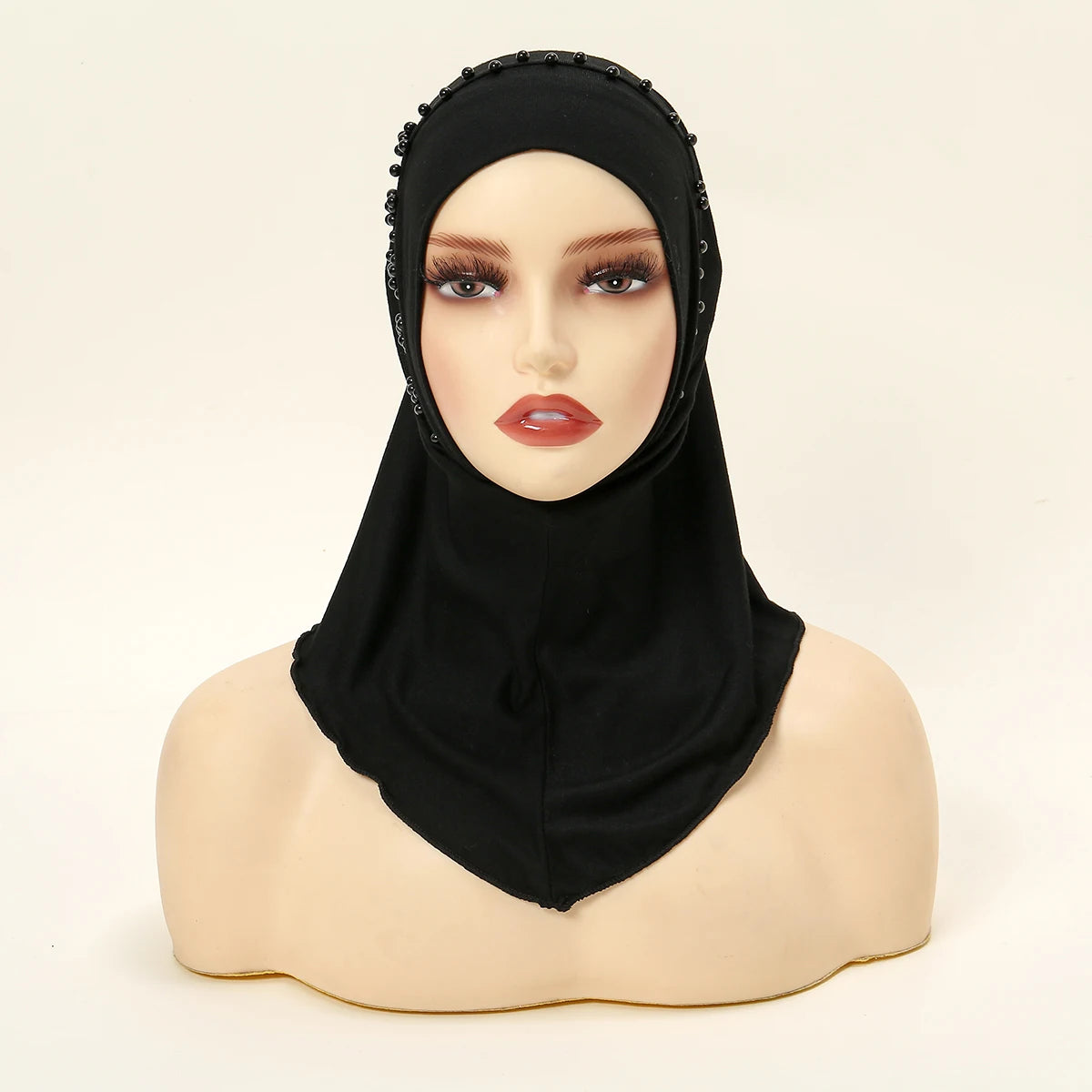 Ramadan Modal Jersey Muslim Hijab Hat Pearling Solid Inner Hijab Cap Women Islamic Turbans Head Band Musulman New Hat Bonnet