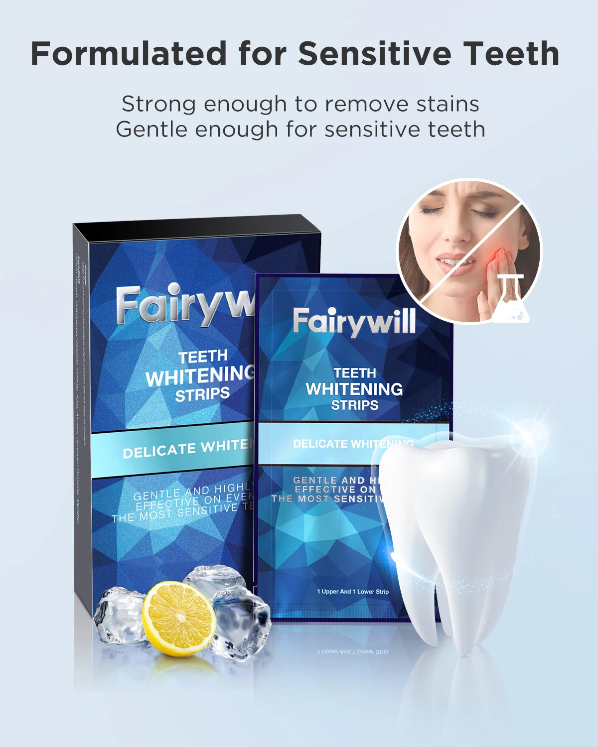 Fairywill 28Pcs/14Pair Gel Teeth Whitening Strips Oral Hygiene Care Double Elastic Teeth Strips Whitening Dental Bleaching Tools