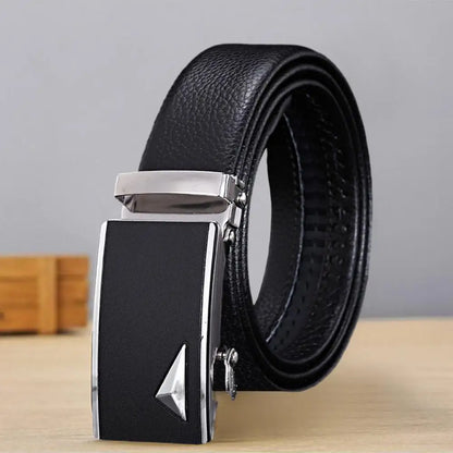 Men Belt High-quality Men's Automatic Business Belt with Smooth Faux Leather Alloy Buckle Durable Anti-slip Belt for Formal