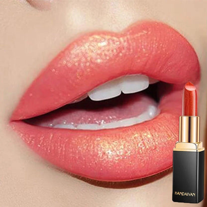 9 Colors Golden Glitter Matte Velvet Nude Metal Lipstick Shimmer Sexy Red Pigments Makeup Long Lasting Waterproof Profissional