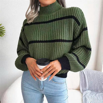 Y2K Fashion Women Sweaters 2023 Autumn Winter New Solid Color Long Sleeved Sweater Loose High Neck Warm Pullover Knitwears Tops