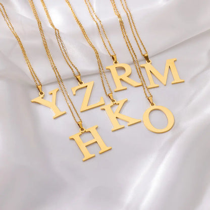 Stainless Steel A-Z Alphabet Necklace For Women Gold Color Punk 26 Letter Pendant Choker Necklace Party Aesthetic Jewelry 2024