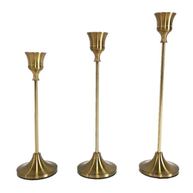 3Pcs/Set European style Metal Candle Holders Simple Golden Wedding Decoration Bar Party Living Room Decor Candlestick Home Decor