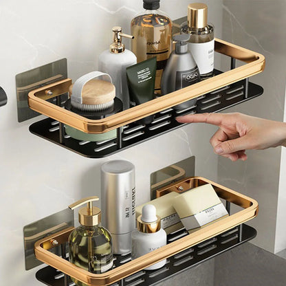 Non perforated Bathroom Shelf Floating Shelf for Wall Shelves Shower Hardware Bathroom Corner Shelf wall storage rack