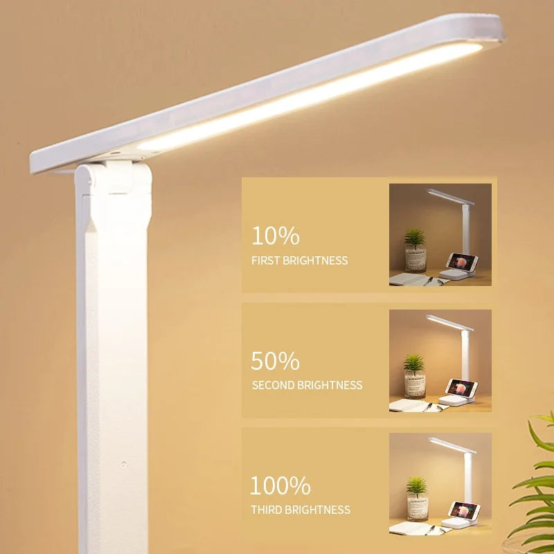 Folding Table Lamp Reading USB Touch Dimmable Eye Protection Led Desk Lamp Bedroom Student Reading USB Charge Night Light 2024