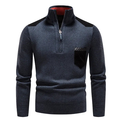 Amazon Autumn Winter Men's Fleece-lined Thickened Pullover Sweater V-neck Casual Knit Trendy Jacket Warm For Men