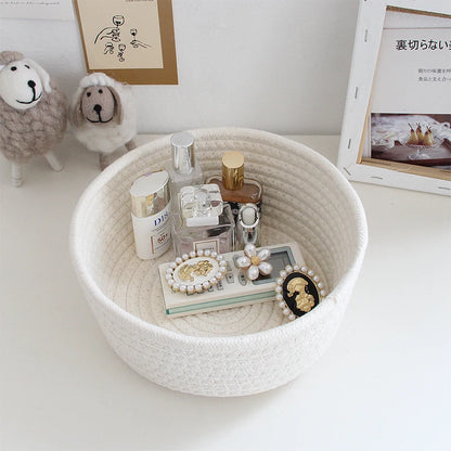 Sundries Storage Baskets Cartoon Hand Woven Kids Toys Desktop Organizer Box Tassels Laundry Baskets Makeup Cosmetic Accessories