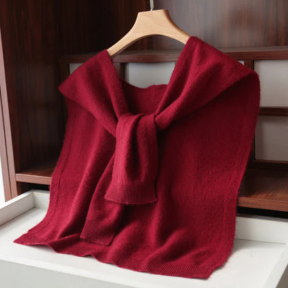 Korean Knitted Shawl Summer Air Conditioning Fake Collar Neck Guard Knit Thin Knotted Cape Shoulder Scarf For Women