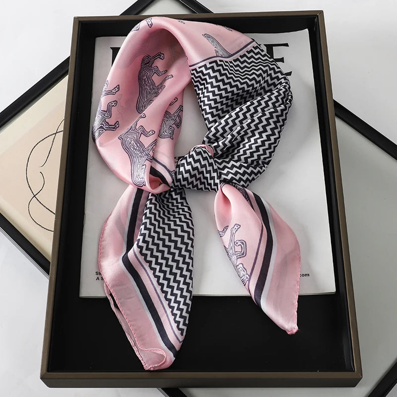 Silk Square Scarf Women Satin Shawls Neckerchief Casual Scarves Bandana Hair Hjiab 70*70cm 2023 New Fashion Luxury Brand