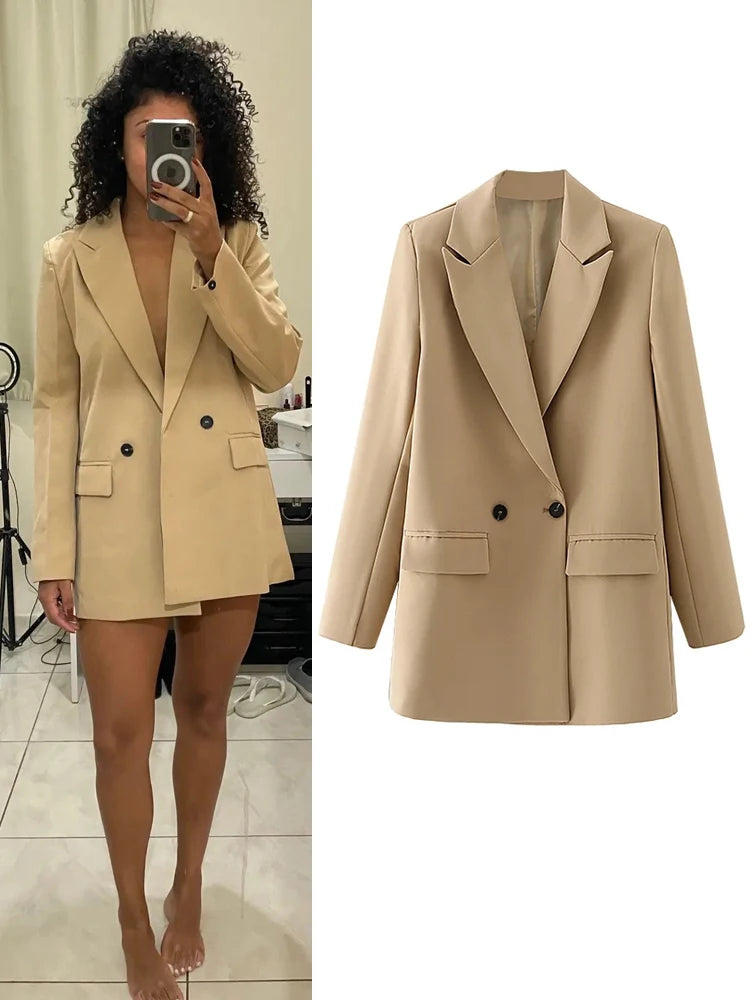 TRAF Blazer Woman Black Beige Khaki Blue Green Gray Women coat Fashion Office Wear Women's Blazers Jacket Outerwears 2024