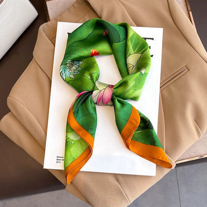 Silk Square Scarf Women Satin Shawls Neckerchief Casual Scarves Bandana Hair Hjiab 70*70cm 2023 New Fashion Luxury Brand