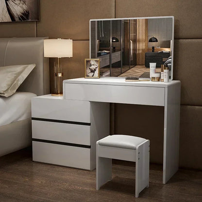 Minimalist Bedroom Vanity Table Luxury Mirror Vanity Stretchable Cabinet Dressers for Bedroom Tocador Nordic Furniture