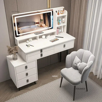 Nordic Simplicity Dresser Bedroom Furniture Storage Vanity Desk with Light Mirror Makeup Home Furniture Dressing Table r