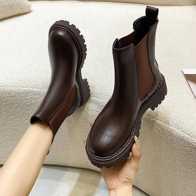 2024 Chelsea boots new thick-soled women's winter shoes for women autumn fashion thick-soled short boots for women