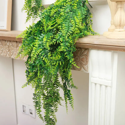 90cm Persian fern Leaves Artificial Hanging Plants Vines Home Wedding Christmas Decor Plastic Grass Wall Balcony Room Decoration