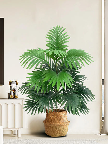 70-80cm Large Artificial Palm Tree Tropical Green Leaves Fake Plants Plastic Monstera Faux Tree Branch for Home Kitchen Decor