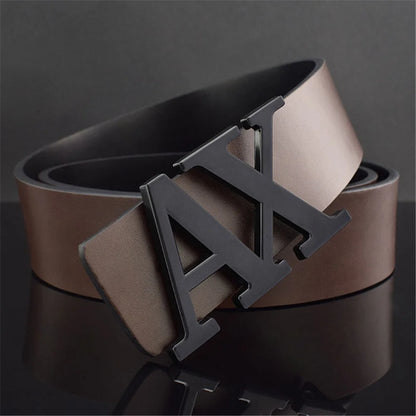 Men Belt Fashionable Simple Letter AX Buckle Male Belt for Men 3.8cm Good Quality