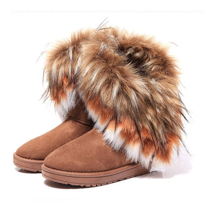 Women Winter Boots Snow Fur Boots Winter Warm Ankle Boots For Women Snow Shoes Style Round-toe Slip On Winter Boots Size 36-42