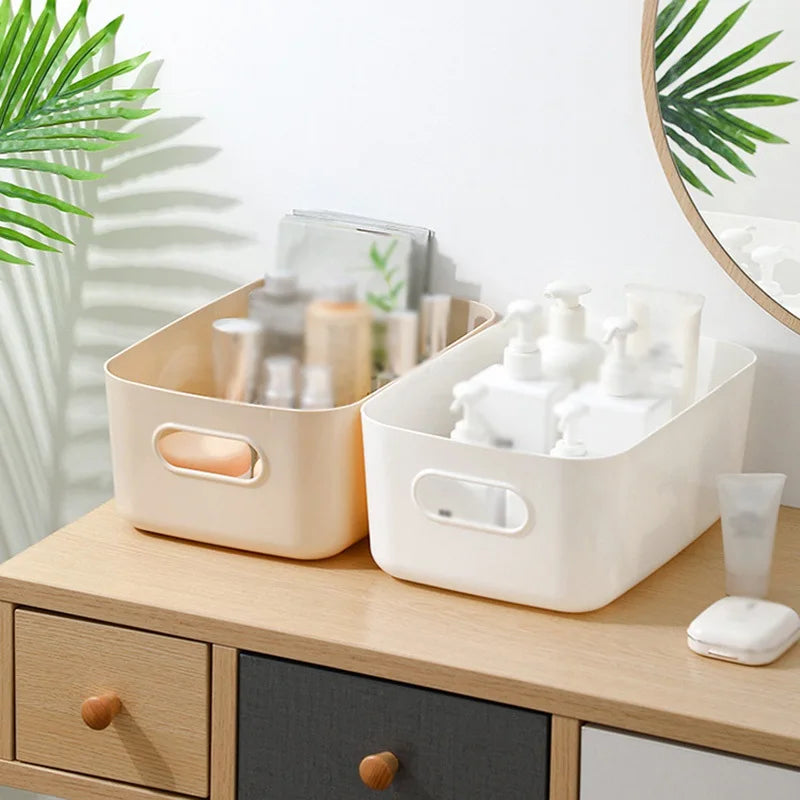 20/25/30cm Desktop Storage Box Dormitory Sundries Plastic Cosmetic Storage Box Bathroom Kitchen Sorting Storage Basket Bins