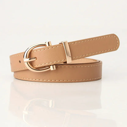 Leather Women Belts New PU Simple Metal Buckle Belt Girls Dress Jean Pants Waistband Belts for Lady Luxury Designer Brand 2023