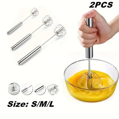 Semi-automatic Egg Beater 304 Stainless Steel Egg Whisk Manual Hand Mixer Self Turning Egg Stirrer Kitchen Accessories Egg Tools