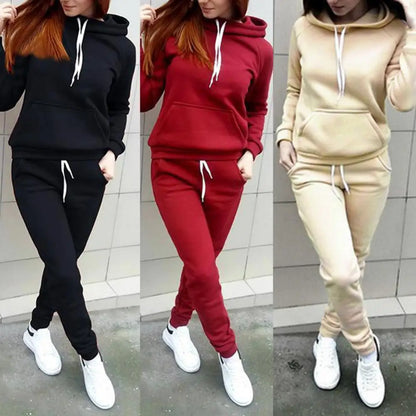 Woman Tracksuit Two Piece Set Winter Warm Hoodies+Pants Pullovers Sweatshirts Female Jogging Woman Clothing Sports Suit Outfits