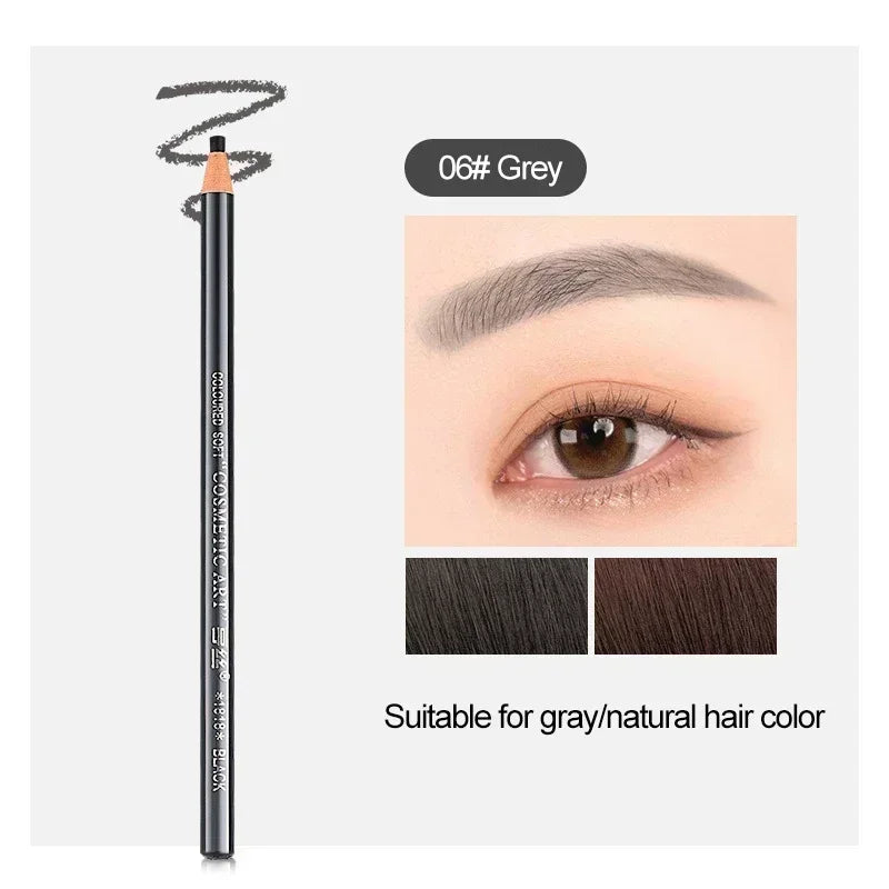 6 Colors Option Eyebrow Pencil Waterproof and Non-smudge Genuine Wood Hard Core Wholesale Wood Eyebrow Pencil Eyebrow Pen Golden