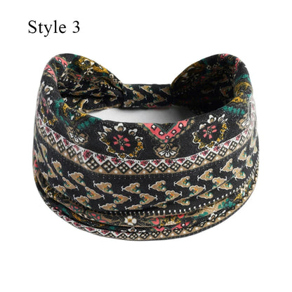 Boho Knot Turbans Yoga Elastic Head Wrap Women Headband Wide Hairbands Headwear Floral Bandanas Fashion Hair Band Accessories