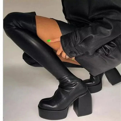 Autumn Winter Womens Boots Punk Over The Knee Boots Platform Shoes for Women 2024 Sexy Ladies High Boots Gothic Chaussure Femme